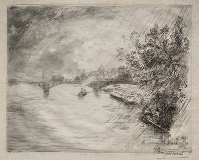 Näkymä Saint-Pèresin sillalle, 1877. tekijältä Felix Bracquemond