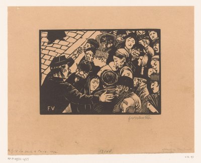 Poliisi pysäyttää väkijoukon La foule a Paris tekijältä Felix Edouard Vallotton