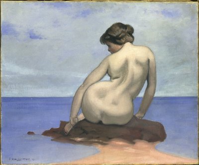 Uimari istuu kivellä, 1910. tekijältä Felix Edouard Vallotton