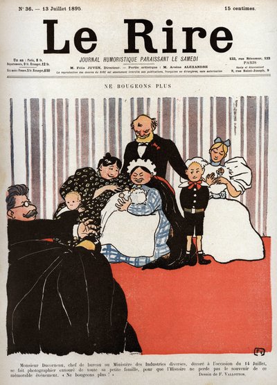 "" Le Rire" -sanomalehden kansi, nro 36, 13. heinäkuuta 1895: ""Älkäämme liikuko enää" tekijältä Felix Edouard Vallotton