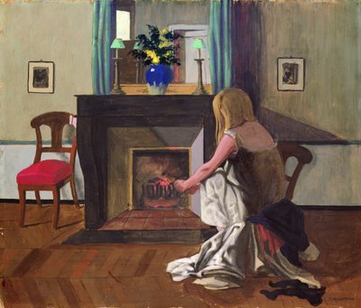 Sisustus ja nainen paidassa tekijältä Felix Edouard Vallotton