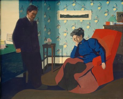 Intérieur fauteuil rouge et figures tekijältä Felix Edouard Vallotton