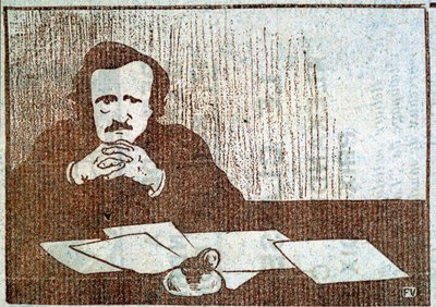 Edgar Allan Poen muotokuva - kaiverrus Félix Vallotton, noin 1900 tekijältä Felix Edouard Vallotton