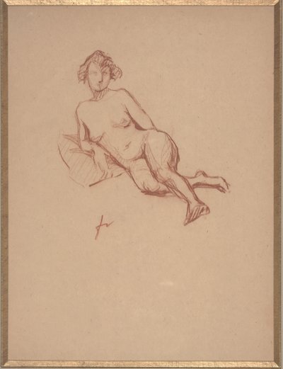 Makaava nainen alaston (punainen liitu paperille) tekijältä Felix Edouard Vallotton