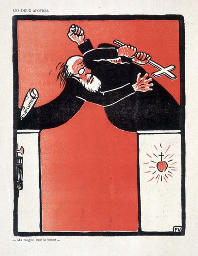 Kirkon ja valtion erottaminen: republikaani ja kirkon taistelujen kannattaja - kirjoittanut Vallotton, teoksessa "" The Witness" 9.11.1906. tekijältä Felix Edouard Vallotton