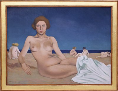 Auringonottoa rannalla. Felix Edouard Vallottonin (1865-1925) maalaus tekijältä Felix Edouard Vallotton