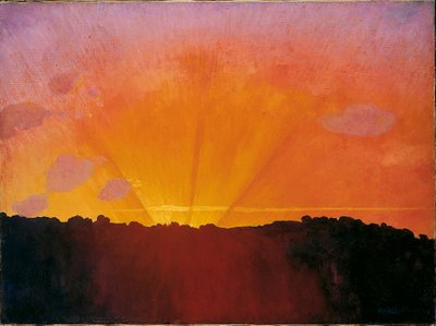 Auringonlasku, oranssi taivas, 1910. tekijältä Felix Edouard Vallotton