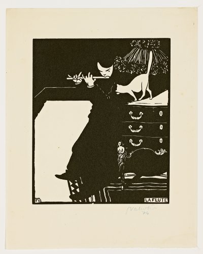 Huilu, sarjasta "Soittimet", 1896-97 tekijältä Felix Edouard Vallotton