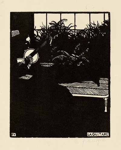Kitara, sarjasta "Musical Instruments", V, 1897 tekijältä Felix Edouard Vallotton
