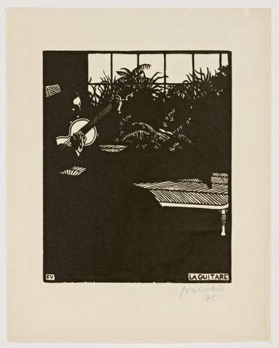 Kitara, sarjasta "Musical Instruments", V, 1897 tekijältä Felix Edouard Vallotton