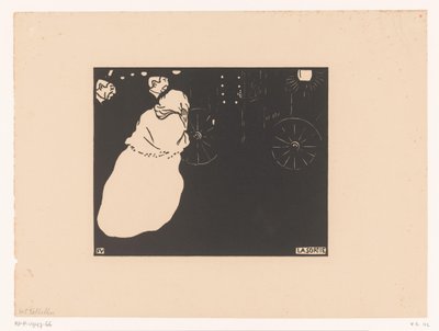 Kaksi herraa ja nainen vaunuissa La Sortie (otsikko esineessä) tekijältä Felix Edouard Vallotton