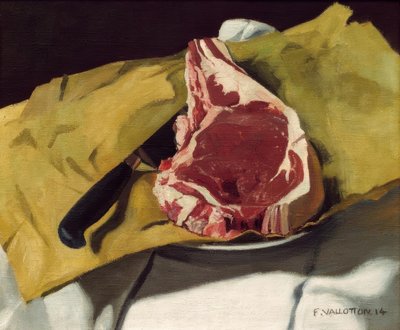 Une entrecote sur un papier jaune tekijältä Felix Edouard Vallotton