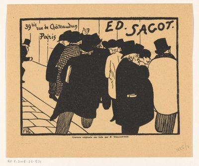 Painokauppiaan Edmond Sagotin käyntikortti Pariisissa tekijältä Felix Edouard Vallotton