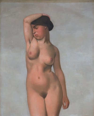 Weiblicher Akt mit erhobenem Arm tekijältä Felix Edouard Vallotton