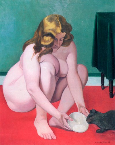 Nainen kissalla, 1919. tekijältä Felix Edouard Vallotton