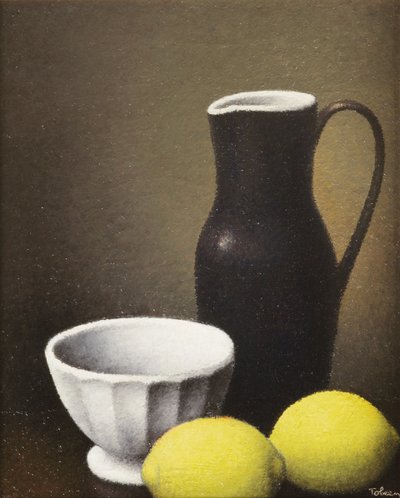 Kulho ja sitruunat, n. 1930 (öljy kankaalle) tekijältä Felix Elie Tobeen
