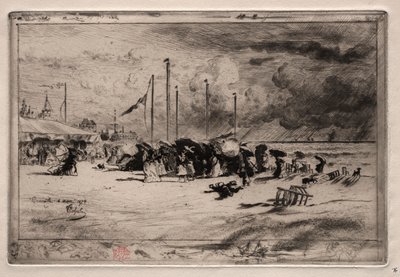 Myrsky Trouvillessa, 1874. tekijältä Felix Hilaire Buhot