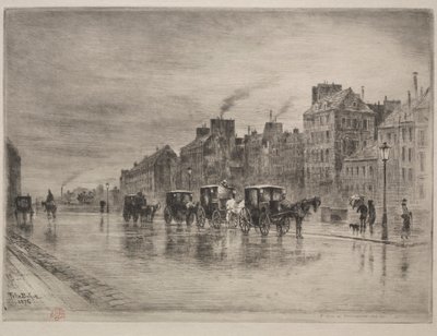 Talviaamu Quai de lHôtel -Dieussa, 1876. tekijältä Felix Hilaire Buhot