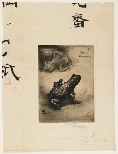 Bronze Frog Inkwell, 1883 (etsaus ja akvatinta) tekijältä Felix Hilaire Buhot