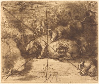 Cochons au Soleil (Pigs in the Sun) tekijältä Felix Hilaire Buhot