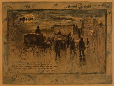 Hautajaiskulkue Boulevard de Clichyllä Hautajaiskulkue Boulevard de Clichyllä, 1887. tekijältä Felix Hilaire Buhot