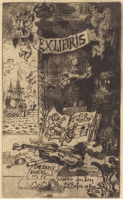 Léon Lereyn ex-libris (Leon Lereyn ekslibris) tekijältä Felix Hilaire Buhot