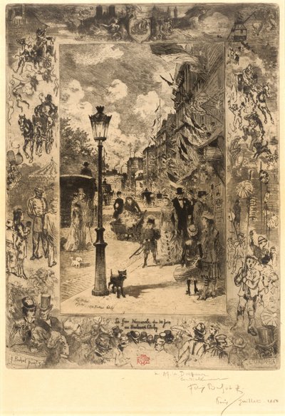 Kansallisjuhla Boulevard Clichyllä Kansallisjuhla Boulevard de Clichyllä, 1878. tekijältä Felix Hilaire Buhot