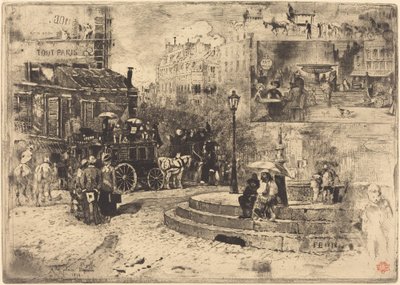 Place Pigalle vuonna 1878 (Place Pigalle vuonna 1878) tekijältä Felix Hilaire Buhot