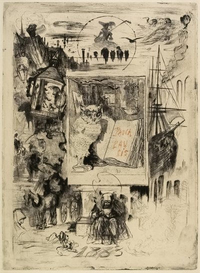 Le Hibou (Pöllö), 1883 tekijältä Felix Hilaire Buhot