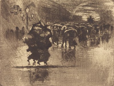 Le Petit Enterrement The Burial - Pieni lautanen, 1878. tekijältä Felix Hilaire Buhot