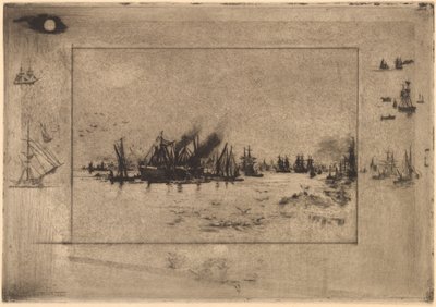 Port aux Mouettesin satama lokkien kanssa, 1886. tekijältä Felix Hilaire Buhot