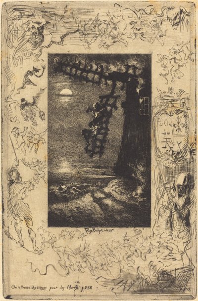 He sytyttävät kynttilöitä kuolleille, 1878. tekijältä Felix Hilaire Buhot