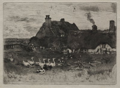 Olkikattoiset mökit, 1878. tekijältä Felix Hilaire Buhot