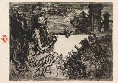 Demonitulostin, 1878. tekijältä Felix Hilaire Buhot