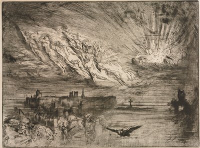 Henget kuolleiden kaupungeista, 1885. tekijältä Felix Hilaire Buhot