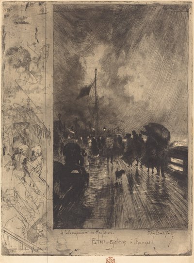 Laskeutuminen Englannissa Laskeutuminen Englannissa, 1879. tekijältä Felix Hilaire Buhot