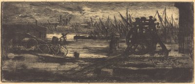 Un Vieux Chantier à Rochester Rochesterin vanha telakka. tekijältä Felix Hilaire Buhot