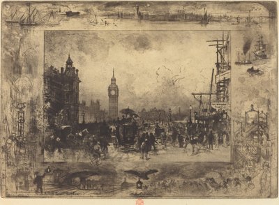 Westminster Bridge, 1884. tekijältä Felix Hilaire Buhot
