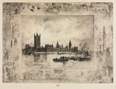 Westminster Place, 1884. tekijältä Felix Hilaire Buhot