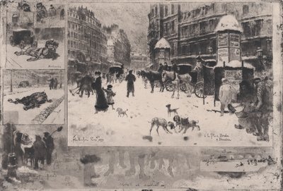 Talvi Pariisissa tai lunta Pariisissa, 1879. tekijältä Felix Hilaire Buhot
