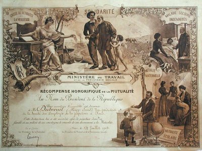 Ministere du Travailin myöntämä kunniapalkinto Henry Dubreuilille tekijältä Felix Hippolyte Lucas