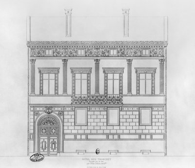 Hotel de Pourtales, julkisivu, 1850 tekijältä Felix Louis Jacques Duban