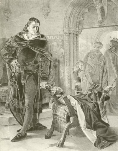 Hamlet. Näytös I, kohtaus II (kaiverrus) tekijältä Felix Octavius Carr Darley
