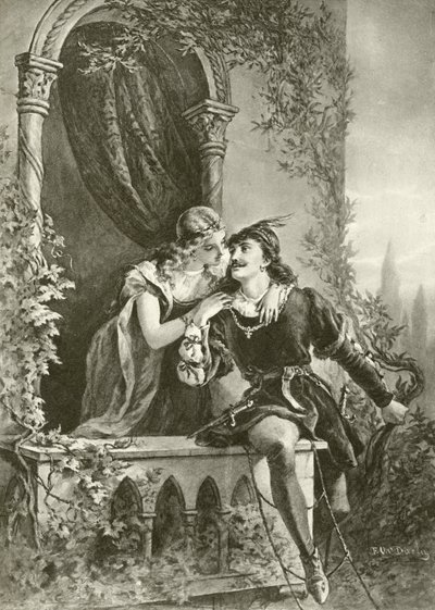 Romeo ja Julia. Näytös III - kohtaus V (kaiverrus) tekijältä Felix Octavius Carr Darley