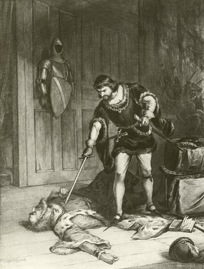 Henry VI:n kolmas osa. Näytös V-kohtaus VI (syväpaino) tekijältä Felix Octavius Carr Darley