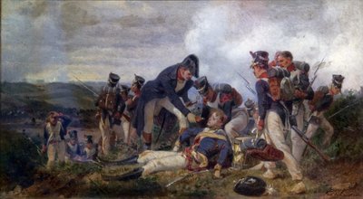 Rivijalkaväkikiväärin upseeri pelastamassa brittiläisen 13. Light Dragoons -rykmentin luutnanttia, 1800-luvun toinen puoli (öljy kankaalle) tekijältä Felix Philippoteaux