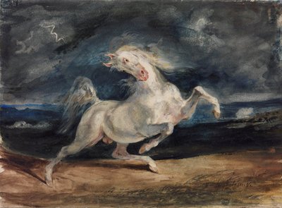 Hevonen pelästyi salamaa tekijältä Ferdinand Victor Eugene Delacroix