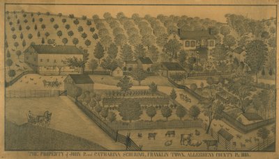John P.:n ja Catharina Schuringin omaisuus, Franklin Town, Allegheny County, Pennsylvania, 1883 tekijältä Ferdinand A. Brader