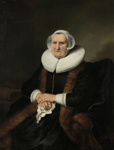 Muotokuva vanhasta naisesta, mahdollisesti Elisabeth Basista Vanhan naisen muotokuva, mahdollisesti Elisabeth Jacobsdr Bas (1571-1649), Jochem Hendricksz Swartenhontin leski tekijältä Ferdinand Bol (attributed to)