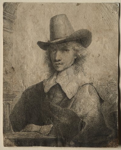 Muotokuva miehestä, jolla on korkea hattu, 16421651. tekijältä Ferdinand Bol